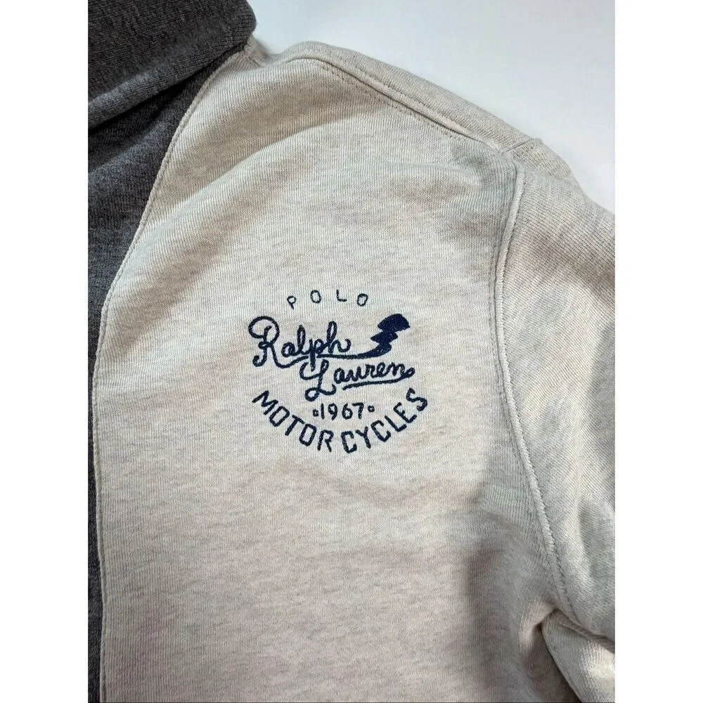 Polo Ralph Lauren Cardigan Embroidered French Terry Boys Gray Shawl Collar Large - Picture 5 of 10